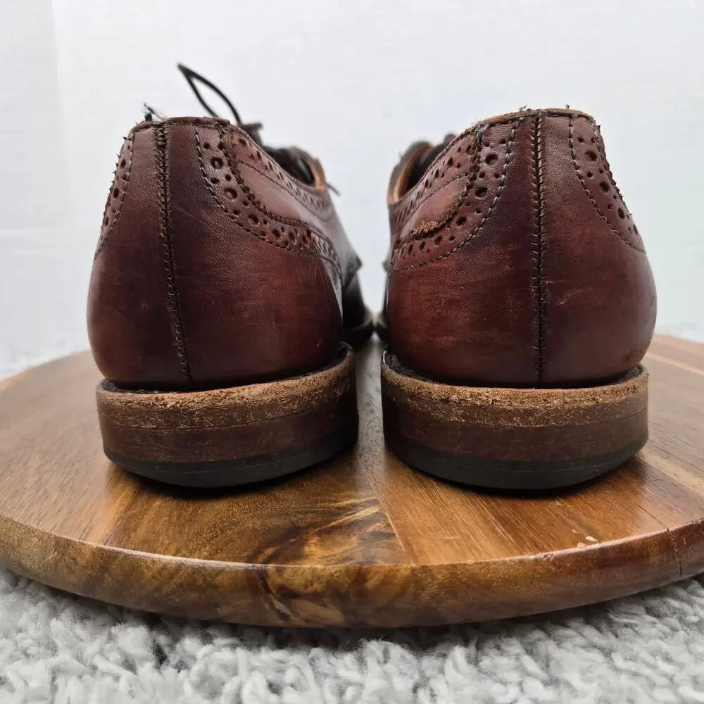 Allen Edmonds Mens 10D 6th Avenue Brown Leather Cap Toe Brogue Oxford Shoe 2026